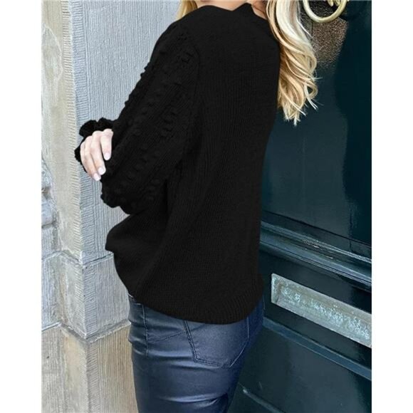 Fall Sweaters for Women 2025 Crew Neck Long Sleeve Hollow Out Swiss Dot - Picture 3 of 7